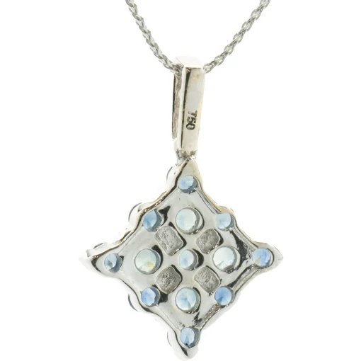 18 Karat White Gold Sapphire and Diamond Kite Necklace