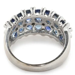 18 Karat White Gold Sapphire and Bezel Set Diamond Cigar Band