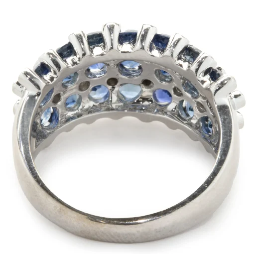 18 Karat White Gold Sapphire and Bezel Set Diamond Cigar Band