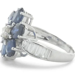 18 Karat White Gold Sapphire and Diamond Flower Ring
