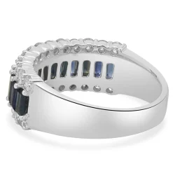 14 Karat White Gold Sapphire and Diamond Band