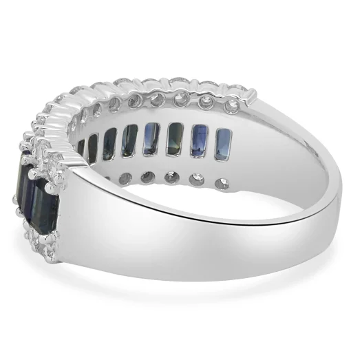 14 Karat White Gold Sapphire and Diamond Band