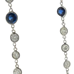 18 Karat White Gold Sapphire and Diamonds By The Yard Necklace