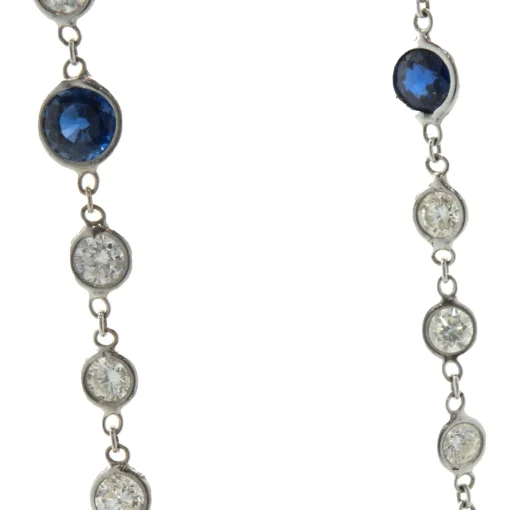 18 Karat White Gold Sapphire and Diamonds By The Yard Necklace