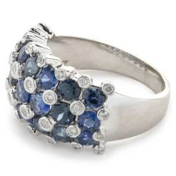18 Karat White Gold Sapphire and Bezel Set Diamond Cigar Band