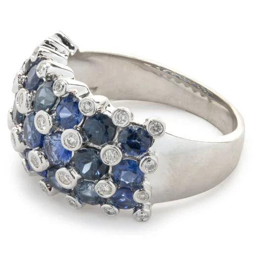 18 Karat White Gold Sapphire and Bezel Set Diamond Cigar Band