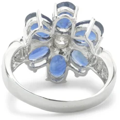 18 Karat White Gold Sapphire and Diamond Flower Ring