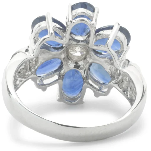 18 Karat White Gold Sapphire and Diamond Flower Ring