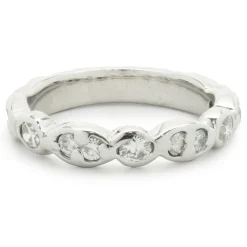 14 Karat White Gold Scalloped Diamond Band