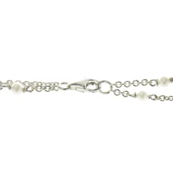 18 Karat White Gold Seed Pearl Station Necklace