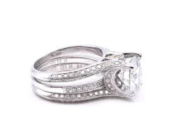 18 Karat White Gold Simon G Diamond Semi Mount with CZ Center and Matching Diamond Band