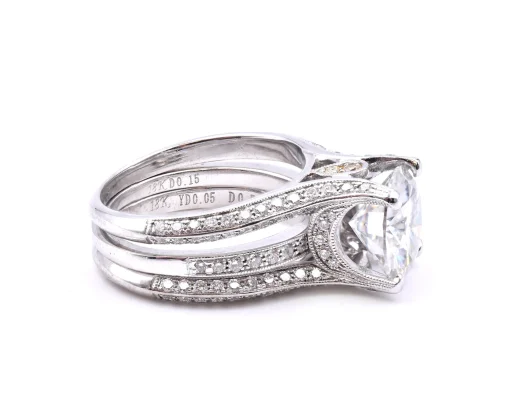18 Karat White Gold Simon G Diamond Semi Mount with CZ Center and Matching Diamond Band