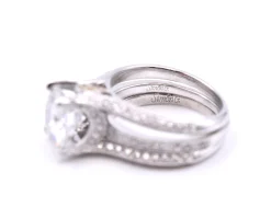 18 Karat White Gold Simon G Diamond Semi Mount with CZ Center and Matching Diamond Band