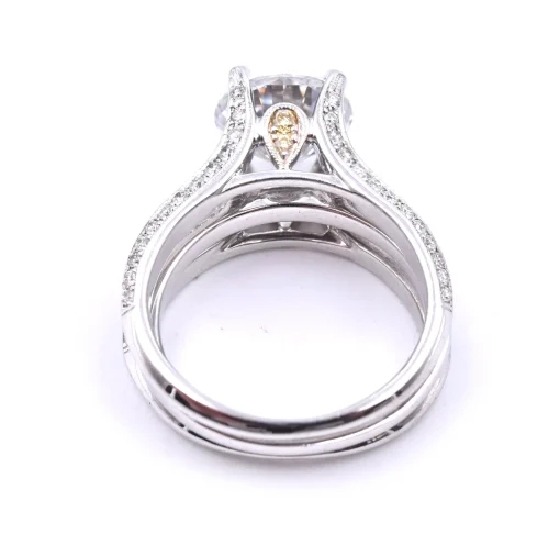 18 Karat White Gold Simon G Diamond Semi Mount with CZ Center and Matching Diamond Band
