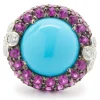 18 Karat White Gold Sleeping Beauty, Ruby, and Diamond Cocktail Ring