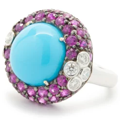 18 Karat White Gold Sleeping Beauty, Ruby, and Diamond Cocktail Ring