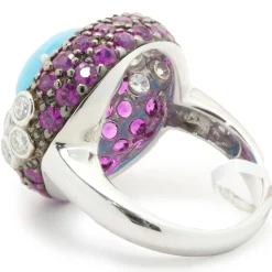 18 Karat White Gold Sleeping Beauty, Ruby, and Diamond Cocktail Ring