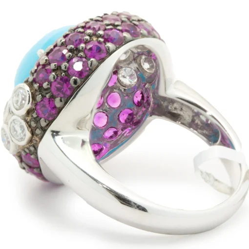 18 Karat White Gold Sleeping Beauty, Ruby, and Diamond Cocktail Ring