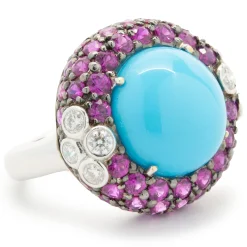 18 Karat White Gold Sleeping Beauty, Ruby, and Diamond Cocktail Ring