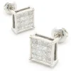 14 Karat White Gold Square Cluster Stud Earrings
