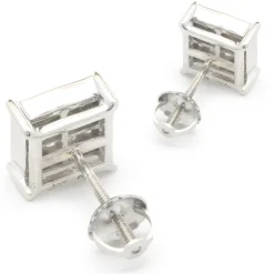 14 Karat White Gold Square Cluster Stud Earrings