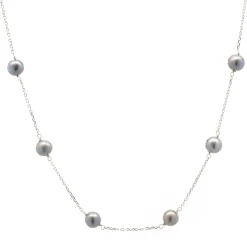 14 Karat White Gold Tahitian Pearl Station Necklace