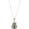 14 Karat White Gold Tahitian Pearl and Diamond Crown Necklace