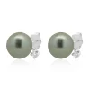 14 Karat White Gold Tahitian Pearl and Diamond Stud Earrings