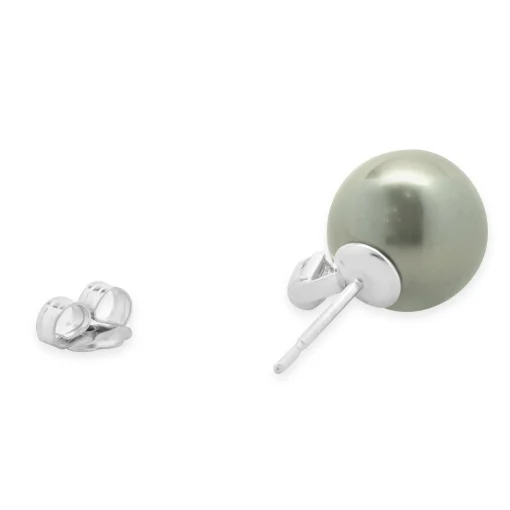 14 Karat White Gold Tahitian Pearl and Diamond Stud Earrings