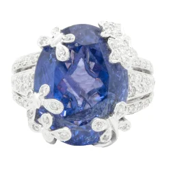 18 Karat White Gold Tanzanite and Diamond Butterfly Ring