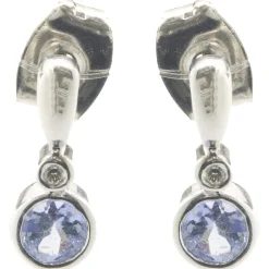14 Karat White Gold Tanzanite and Diamond Drop Earrings