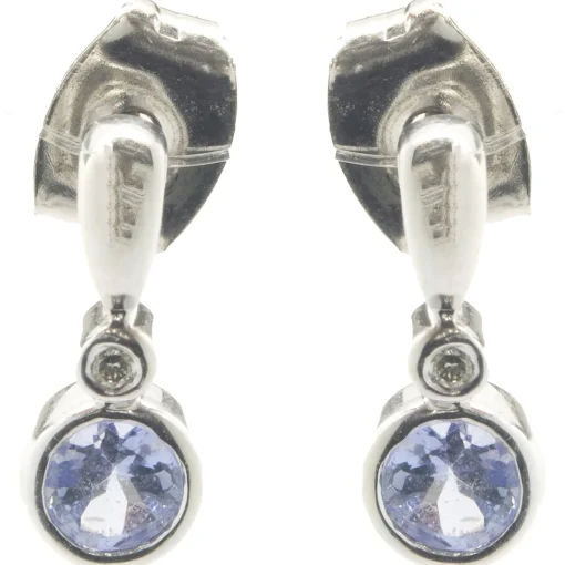 14 Karat White Gold Tanzanite and Diamond Drop Earrings