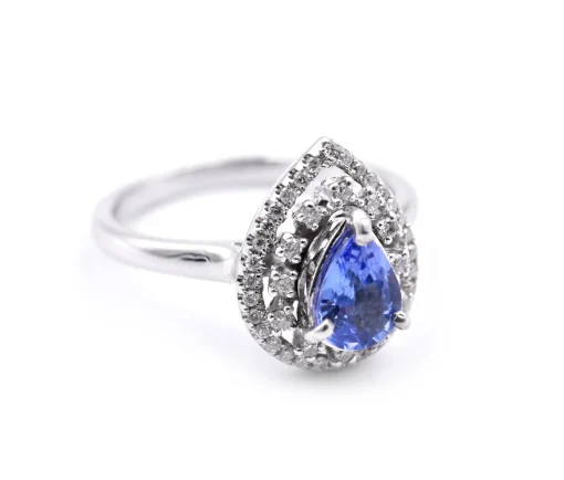 14 Karat White Gold Tanzanite and Diamond Ring