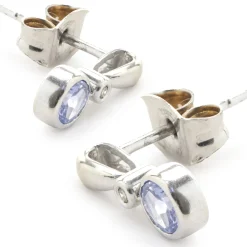 14 Karat White Gold Tanzanite and Diamond Drop Earrings