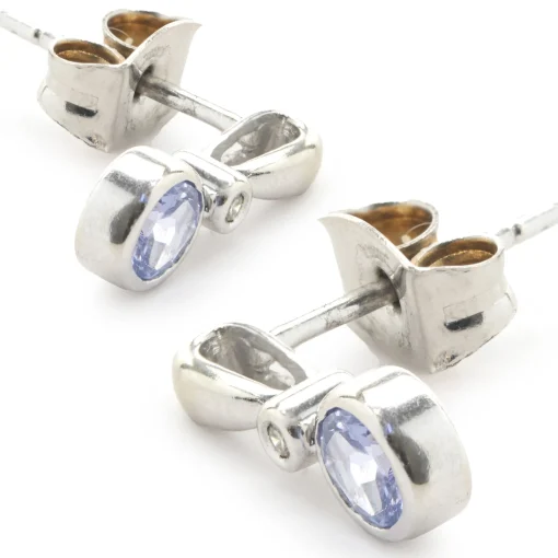 14 Karat White Gold Tanzanite and Diamond Drop Earrings