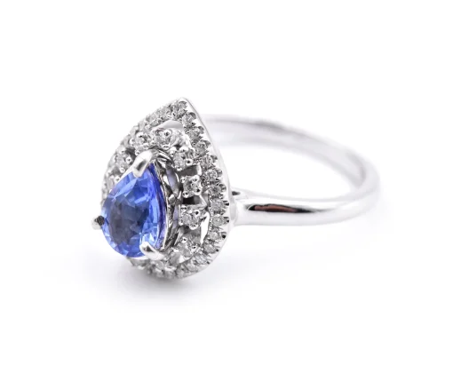 14 Karat White Gold Tanzanite and Diamond Ring
