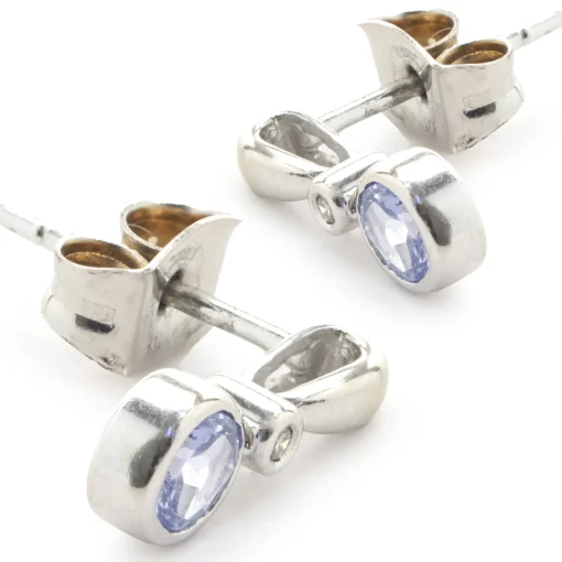 14 Karat White Gold Tanzanite and Diamond Drop Earrings