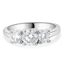 14 Karat White Gold Three Diamond Engagement Ring