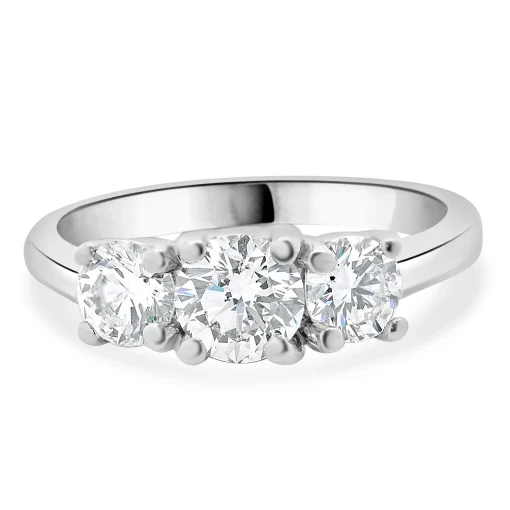 14 Karat White Gold Three Diamond Engagement Ring