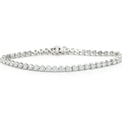 14 Karat White Gold Three Prong Diamond Tennis Bracelet
