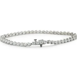 14 Karat White Gold Three Prong Diamond Tennis Bracelet