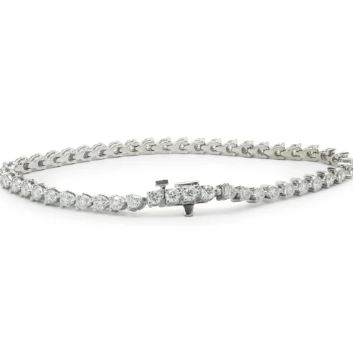 14 Karat White Gold Three Prong Diamond Tennis Bracelet