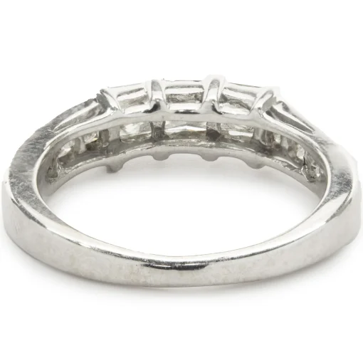 14 Karat White Gold Three Princess Cut Diamond Ring