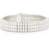 18 Karat White Gold Three Row Emerald Cut Diamond Bracelet