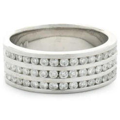 18 Karat White Gold Three Row Channel Set Diamond Band