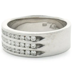 18 Karat White Gold Three Row Channel Set Diamond Band