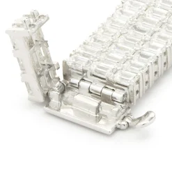18 Karat White Gold Three Row Emerald Cut Diamond Bracelet