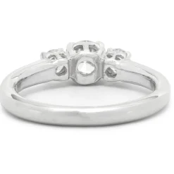 14 Karat White Gold Three Stone Round Brilliant Cut Diamond Engagement Ring