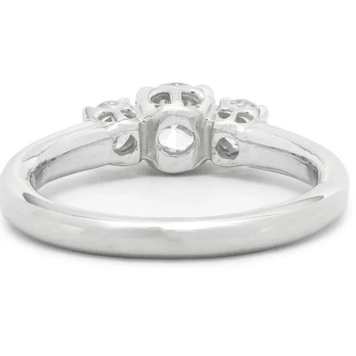 14 Karat White Gold Three Stone Round Brilliant Cut Diamond Engagement Ring