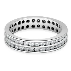 18 Karat White Gold Two Row Diamond Eternity Band